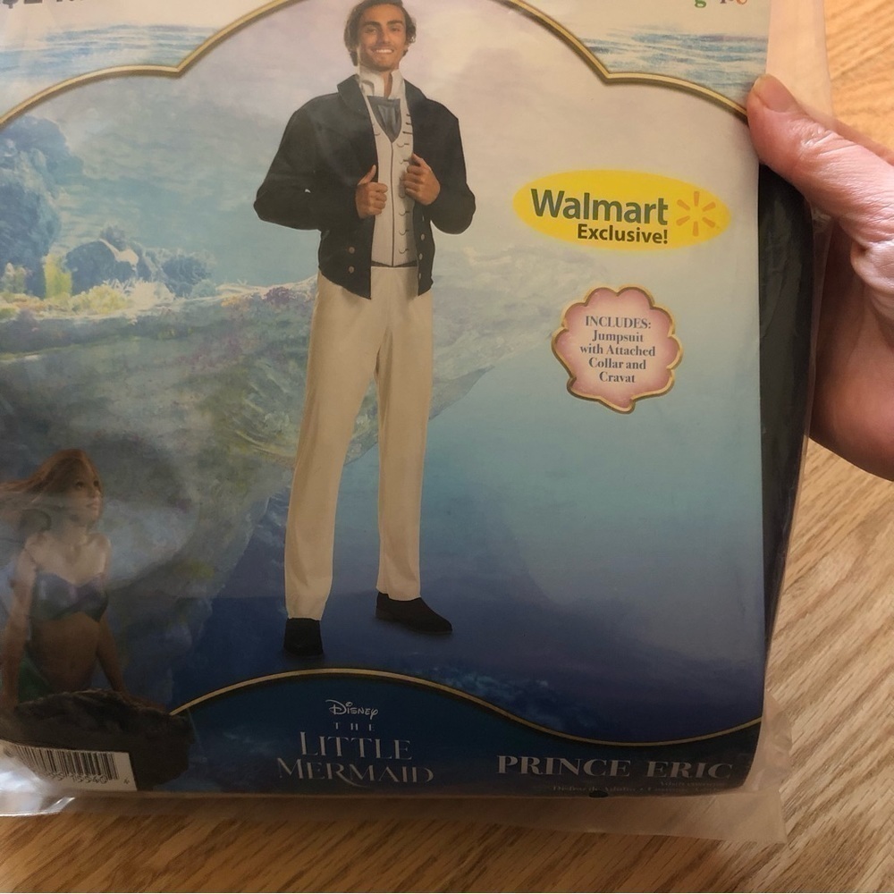Disney Eric Costume NEW Little Mermaid Large 36/38 Men’s Jumpsuit Collar